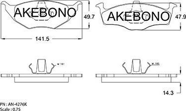 Akebono AN-4276K - Komplet Pločica, disk-kočnica www.molydon.hr