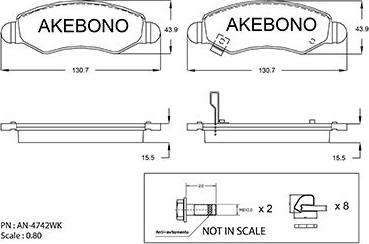 Akebono AN-4742WK - Komplet Pločica, disk-kočnica www.molydon.hr