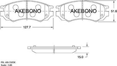 Akebono AN-350SKE - Komplet Pločica, disk-kočnica www.molydon.hr