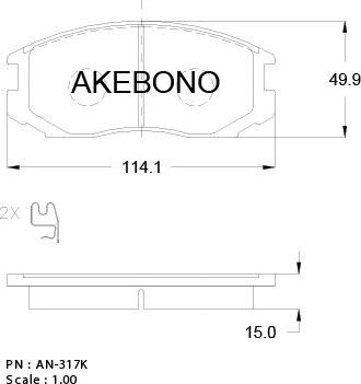 Akebono AN-317WKE - Komplet Pločica, disk-kočnica www.molydon.hr
