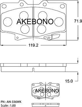 Akebono AN-336WKE - Komplet Pločica, disk-kočnica www.molydon.hr