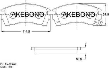 Akebono AN-325WKE - Komplet Pločica, disk-kočnica www.molydon.hr