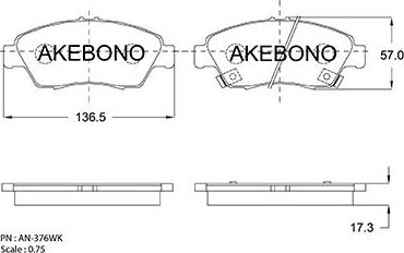 Akebono AN-376WKE - Komplet Pločica, disk-kočnica www.molydon.hr