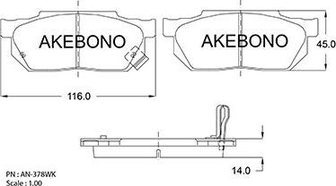 Akebono AN-378WK - Komplet Pločica, disk-kočnica www.molydon.hr