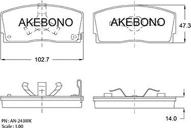 Akebono AN-243WKE - Komplet Pločica, disk-kočnica www.molydon.hr