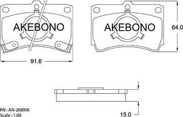 Akebono AN-208WK - Komplet Pločica, disk-kočnica www.molydon.hr