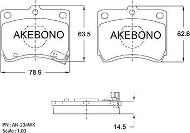 Akebono AN-234WKE - Komplet Pločica, disk-kočnica www.molydon.hr