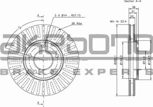 Akebono BN-0930 - Kočioni disk www.molydon.hr