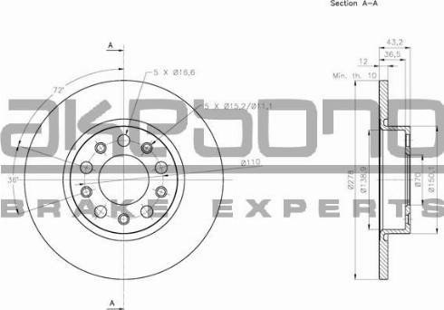 Akebono BN-0515E - Kočioni disk www.molydon.hr