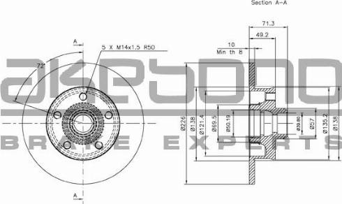 Akebono BN-0637 - Kočioni disk www.molydon.hr