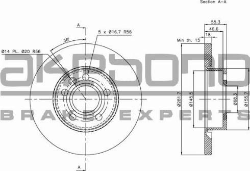 Akebono BN-0057 - Kočioni disk www.molydon.hr