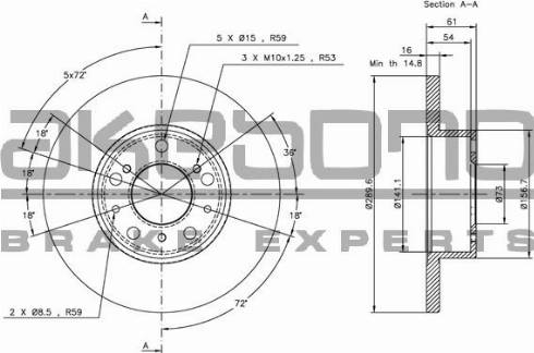 Akebono BN-0868E - Kočioni disk www.molydon.hr