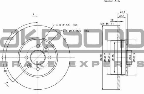 Akebono BN-0885 - Kočioni disk www.molydon.hr