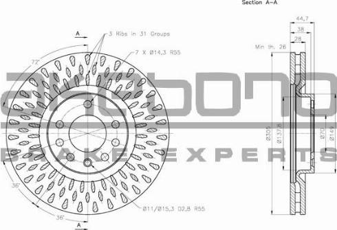 Akebono BN-1017 - Kočioni disk www.molydon.hr