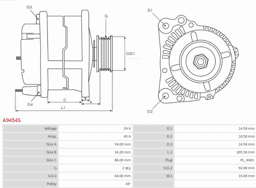 AS-PL A9454S - Alternator www.molydon.hr