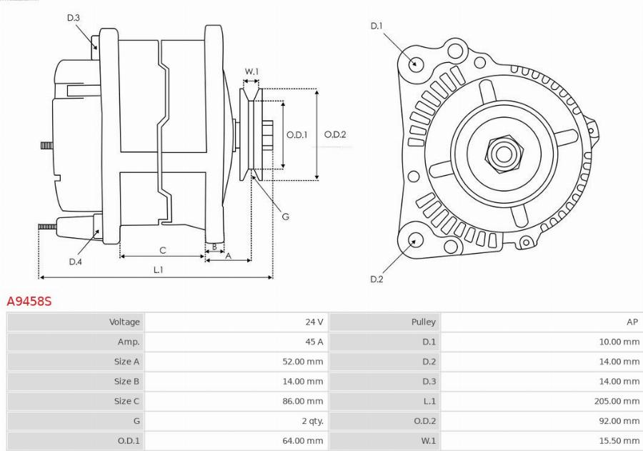 AS-PL A9458S - Alternator www.molydon.hr