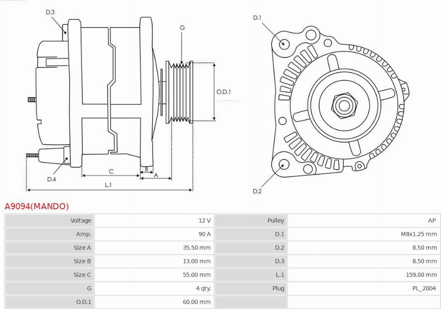 AS-PL A9094(MANDO) - Alternator www.molydon.hr