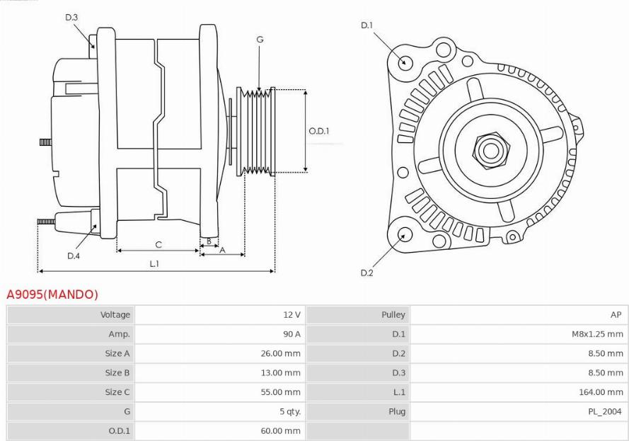 AS-PL A9095(MANDO) - Alternator www.molydon.hr