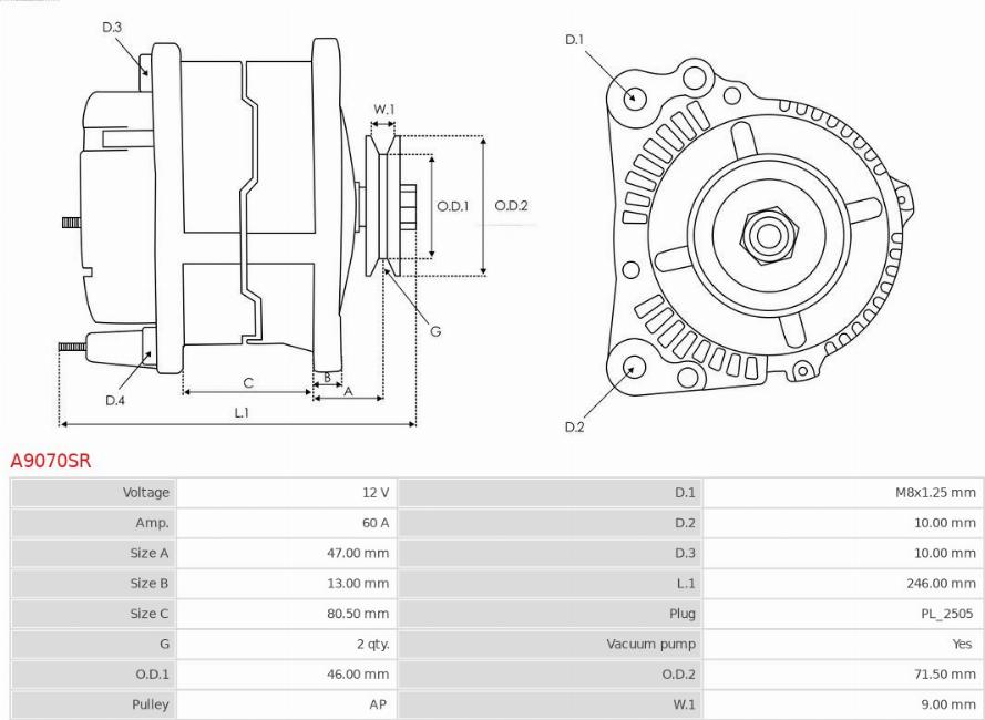 AS-PL A9070SR - Alternator www.molydon.hr