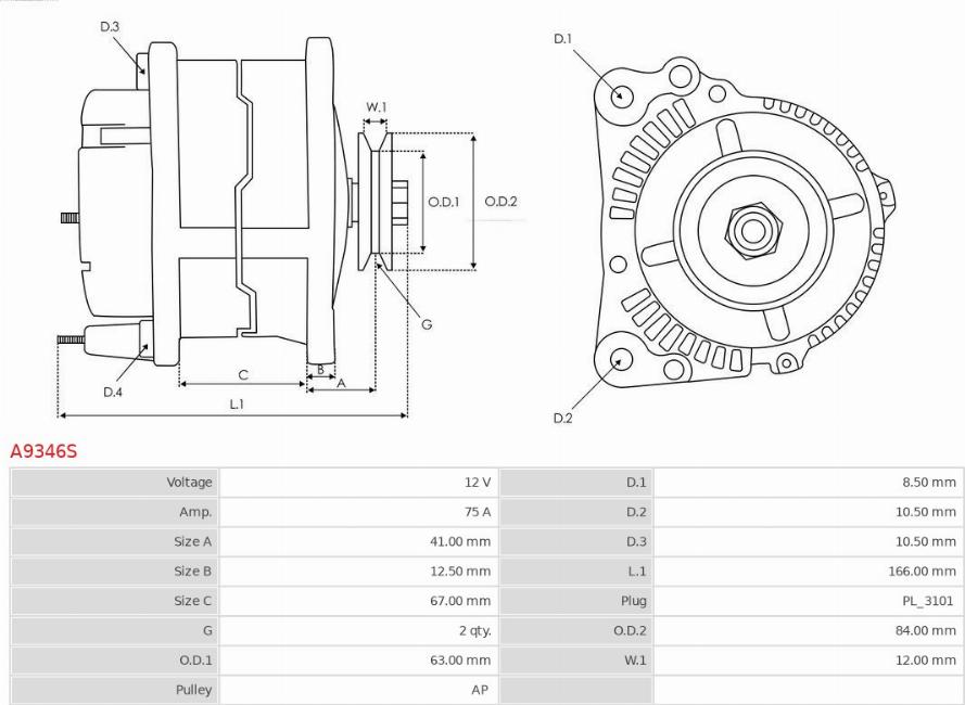 AS-PL A9346S - Alternator www.molydon.hr