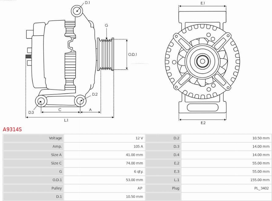 AS-PL A9314S - Alternator www.molydon.hr