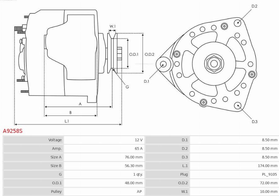 AS-PL A9258S - Alternator www.molydon.hr