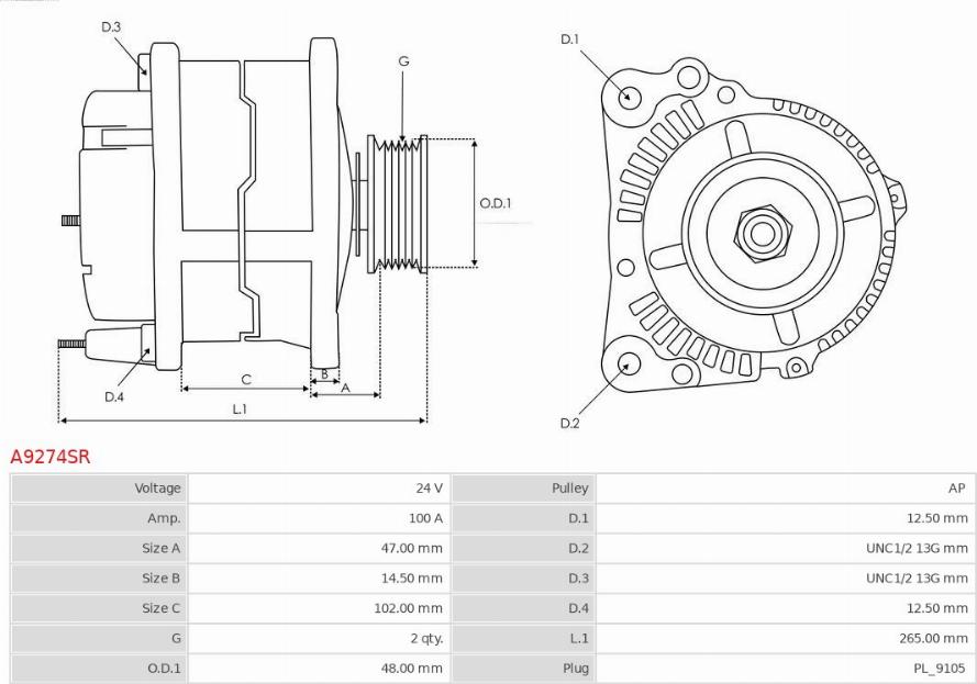 AS-PL A9274SR - Alternator www.molydon.hr