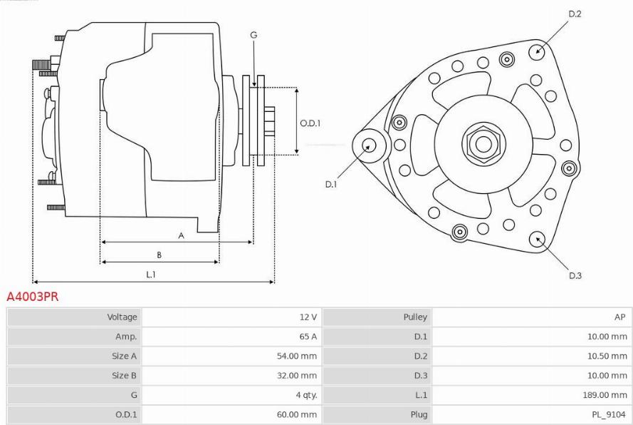 AS-PL A4003PR - Alternator www.molydon.hr