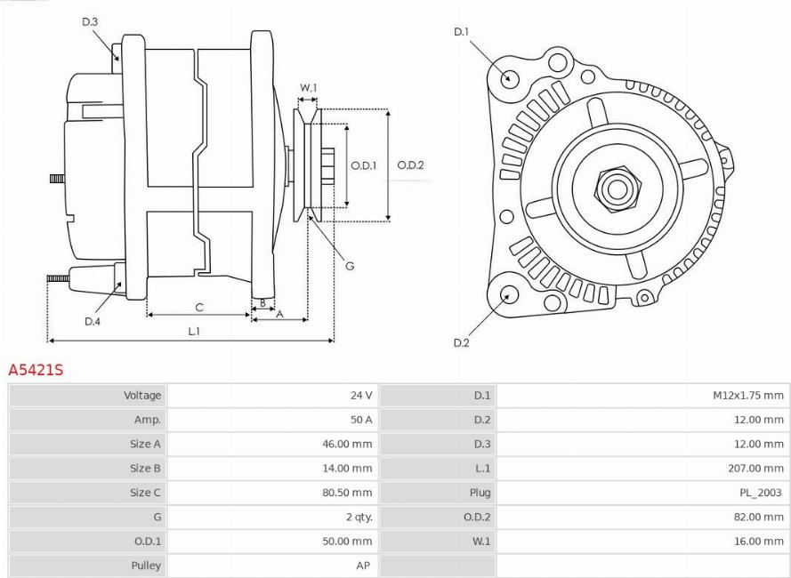 AS-PL A5421S - Alternator www.molydon.hr