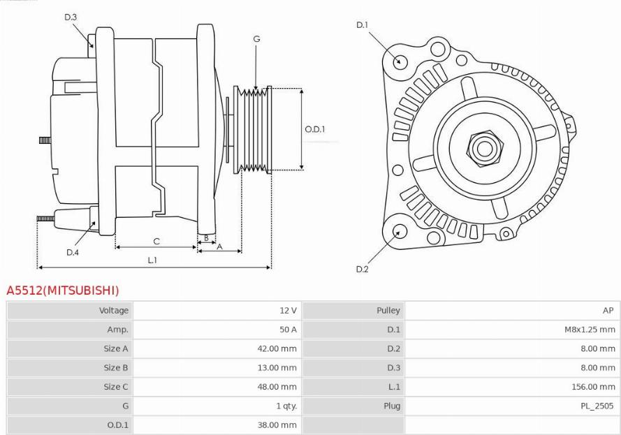 AS-PL A5512(MITSUBISHI) - Alternator www.molydon.hr