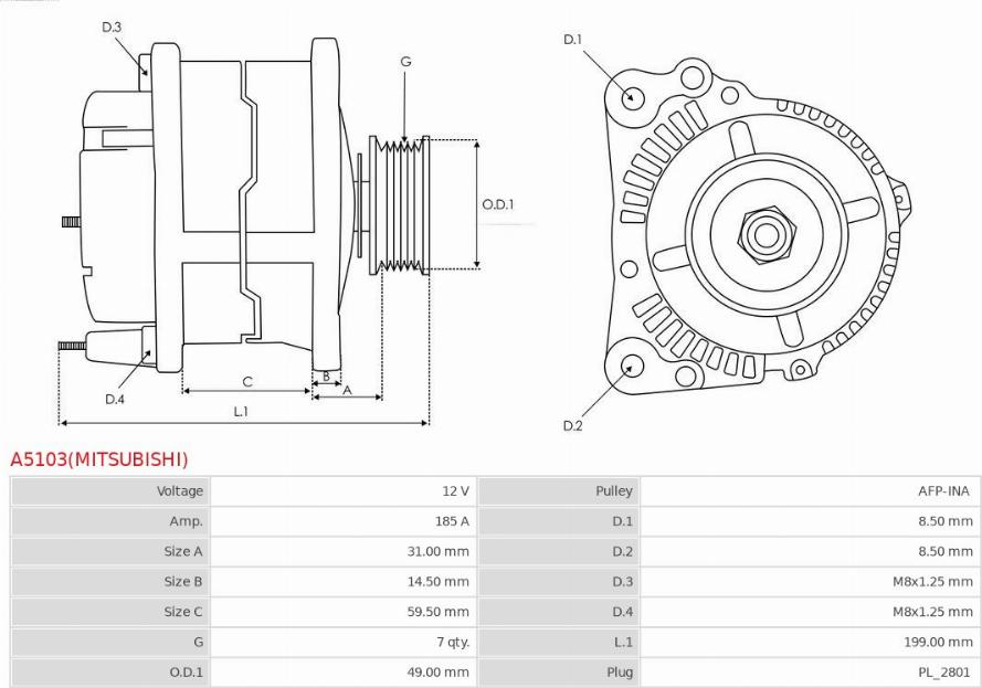 AS-PL A5103(MITSUBISHI) - Alternator www.molydon.hr