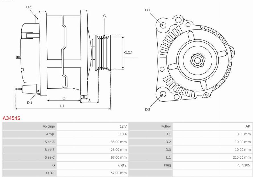 AS-PL A3454S - Alternator www.molydon.hr