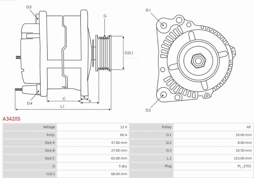 AS-PL A3420S - Alternator www.molydon.hr