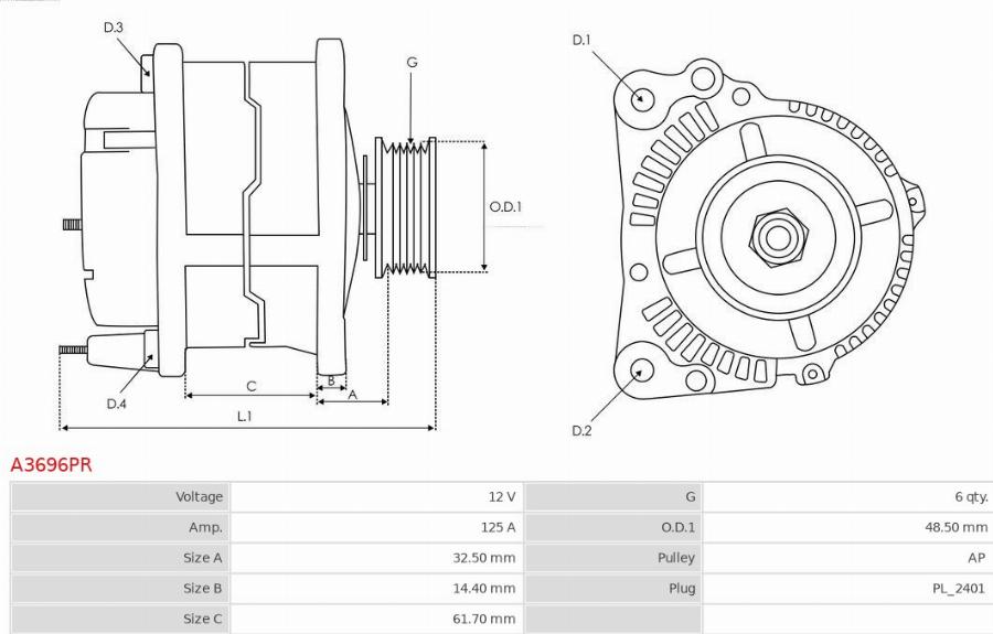 AS-PL A3696PR - Alternator www.molydon.hr