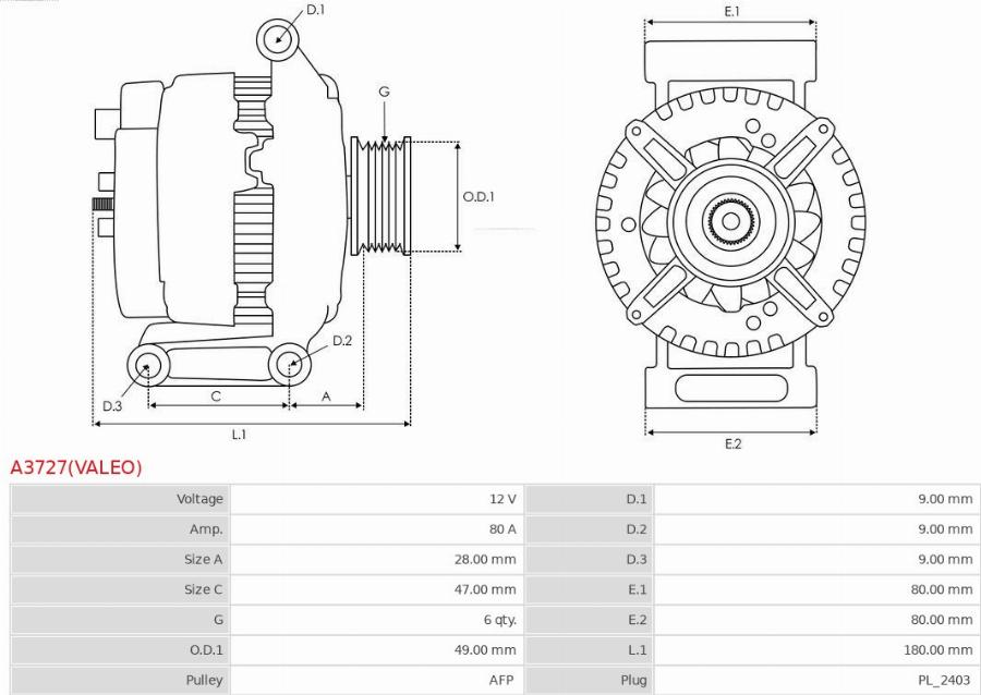 AS-PL A3727(VALEO) - Alternator www.molydon.hr