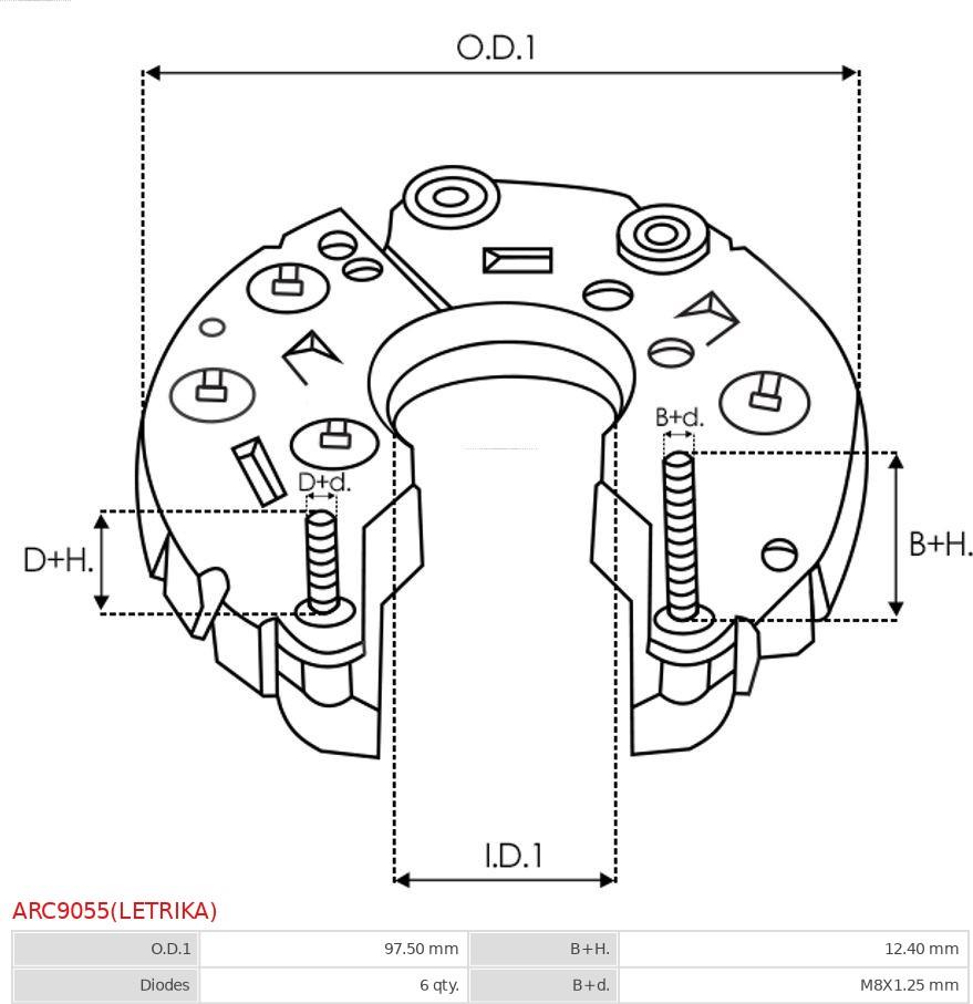 AS-PL ARC9055(LETRIKA) - Ispravljac, alternator www.molydon.hr