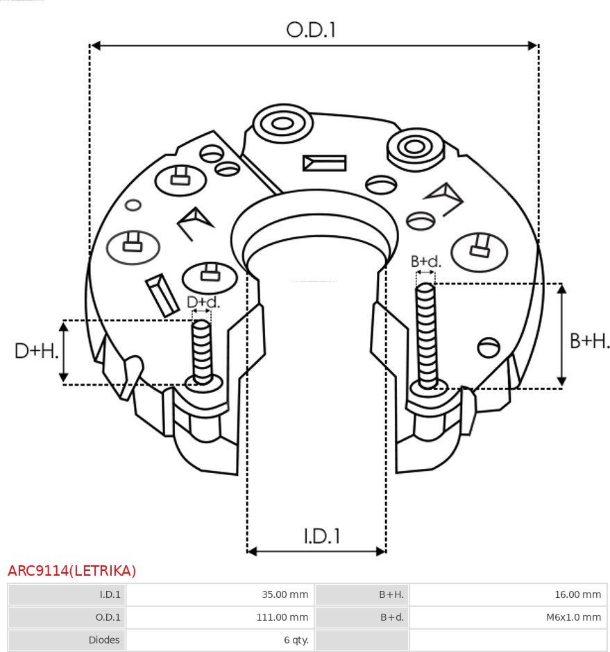 AS-PL ARC9114(LETRIKA) - Ispravljac, alternator www.molydon.hr