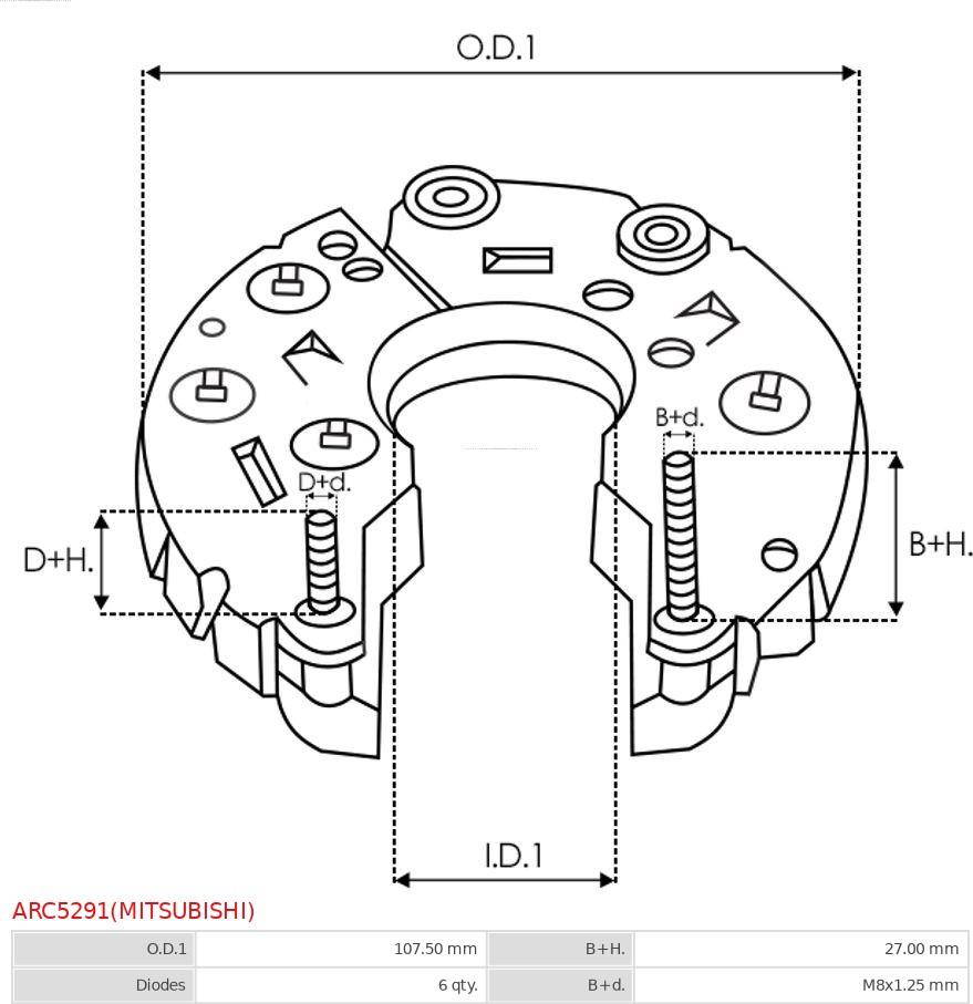 AS-PL ARC5291(MITSUBISHI) - Ispravljac, alternator www.molydon.hr