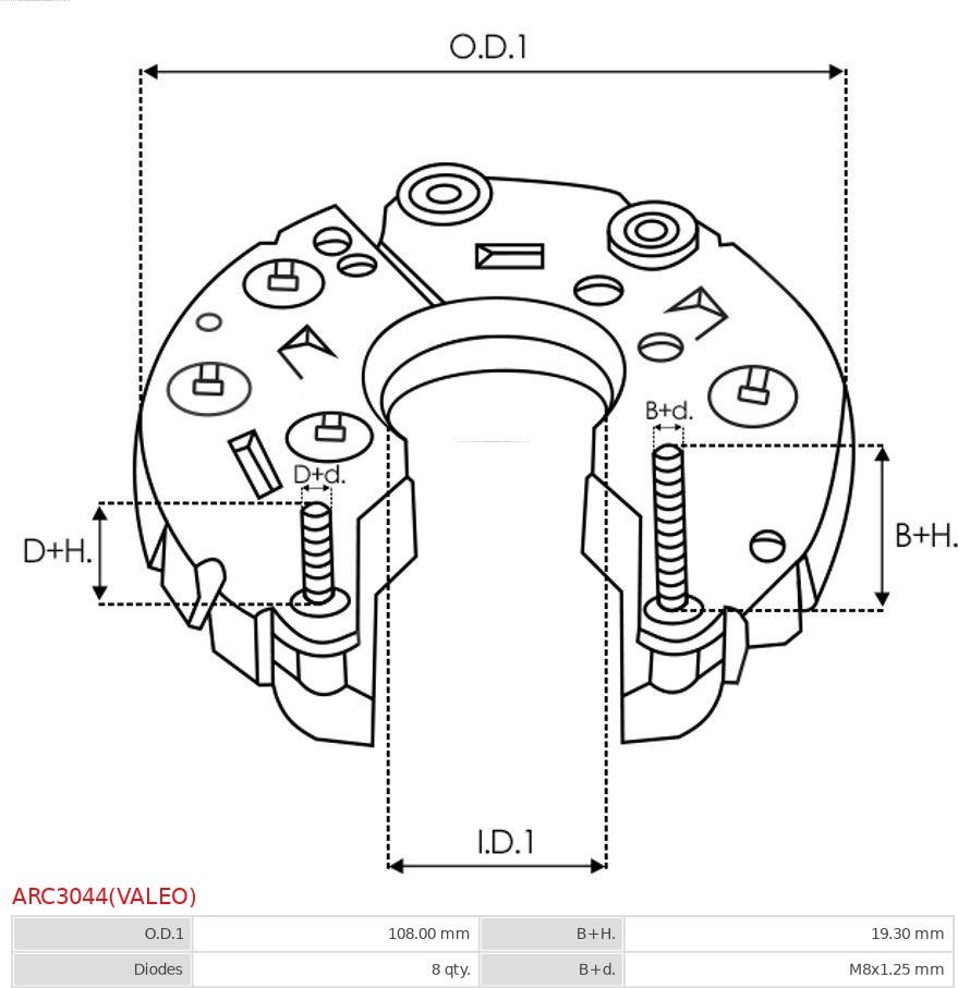 AS-PL ARC3044(VALEO) - Ispravljac, alternator www.molydon.hr