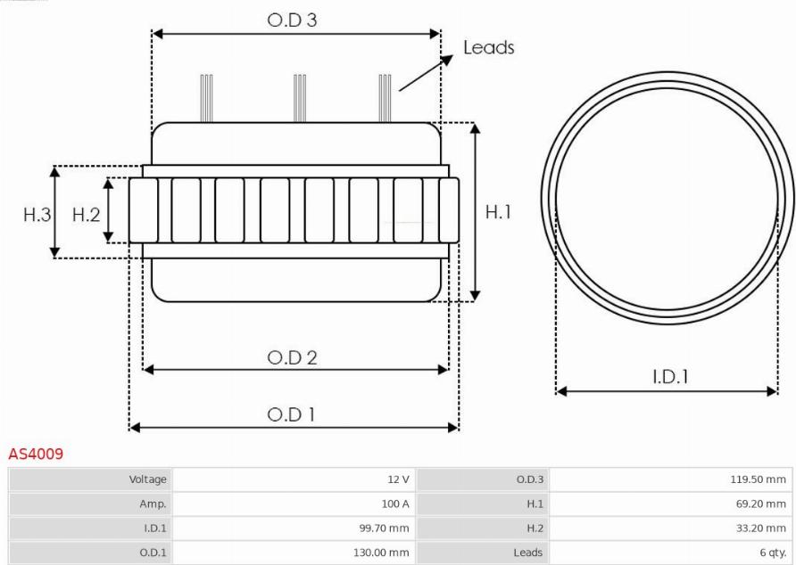 AS-PL AS4009 - Stator, alternator www.molydon.hr