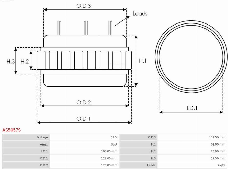 AS-PL AS5057S - Stator, alternator www.molydon.hr