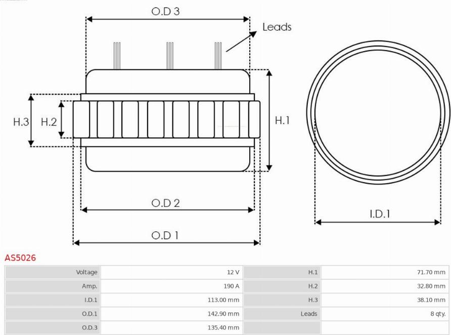 AS-PL AS5026 - Stator, alternator www.molydon.hr