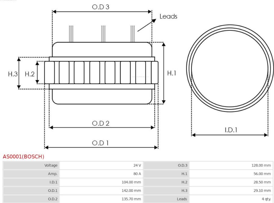 AS-PL AS0001(BOSCH) - Stator, alternator www.molydon.hr