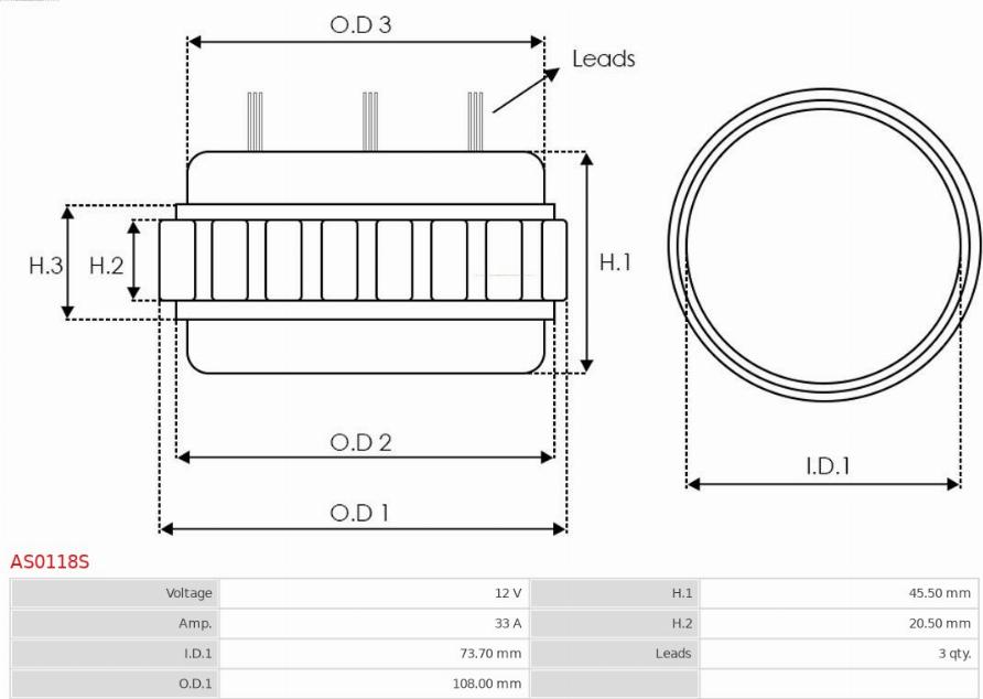 AS-PL AS0118S - Stator, alternator www.molydon.hr