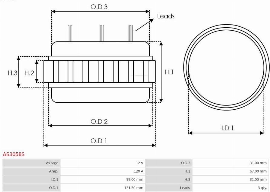 AS-PL AS3058S - Stator, alternator www.molydon.hr