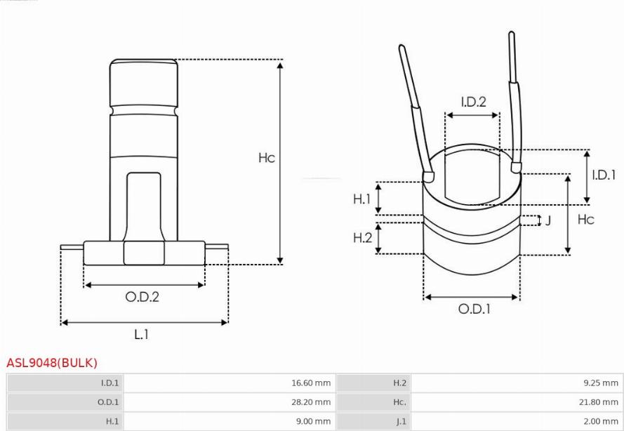 AS-PL ASL9048(BULK) - Klizni prsten, alternator www.molydon.hr