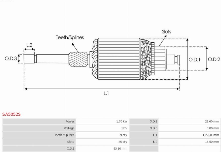 AS-PL SA5052S - Rotor, starter www.molydon.hr