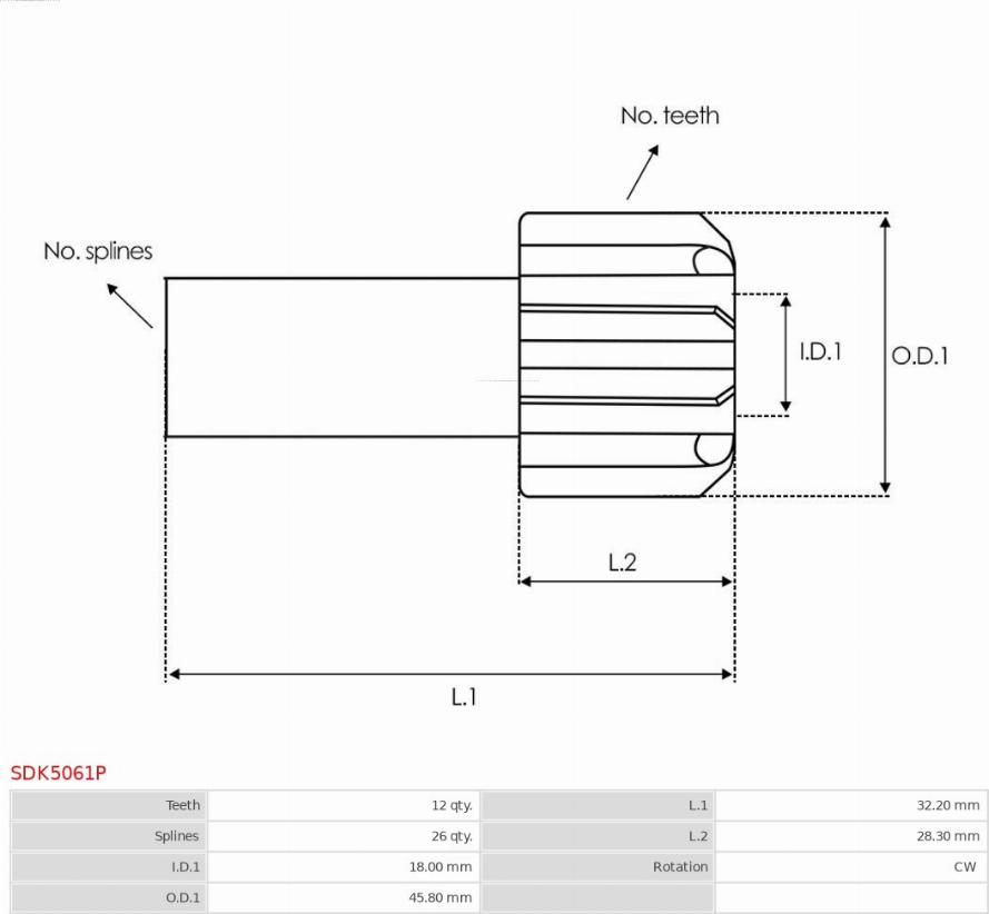 AS-PL SDK5061P - Pogonski Zupčanik, starter www.molydon.hr