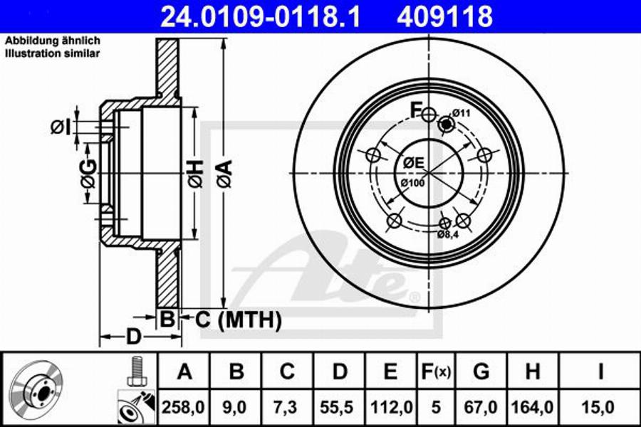 ATE 409118 - Kočioni disk www.molydon.hr