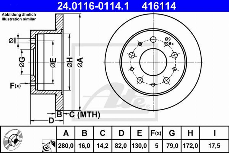 ATE 416114 - Kočioni disk www.molydon.hr